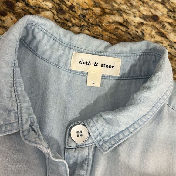 Cloth & Stone Rolled-Hem Short Sleeve Utility Romper In Light Blue Size L - Picture 6 of 11